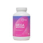 A bottle of MegaMucosa dietary supplement for Mucosal Support by Microbiome Labs, including 180 capsules. 