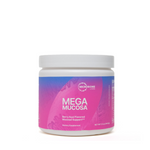 A container of MegaMucosa berry açaí flavored dietary supplement powder for mucosal support by Microbiome Labs.